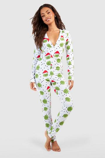 Christmas Sprouts Jersey Knit Onesie cream