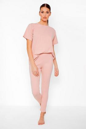Dusty Pink Striped Brushed Cotton Pyjama Set