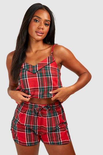 Mix and Match Flannel Check PJ Shorts red