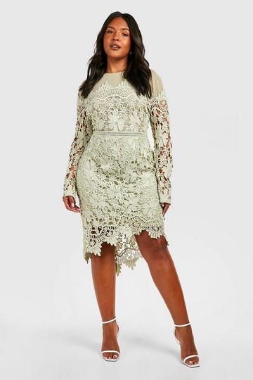 Plus Occasion Embroidered Floral Midi Dress pale green