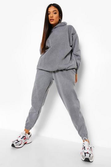 Petite Acid Wash Hoody And Jogger Tracksuit charcoal