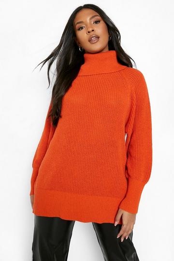 Plus Recycled Roll Neck Jumper rust