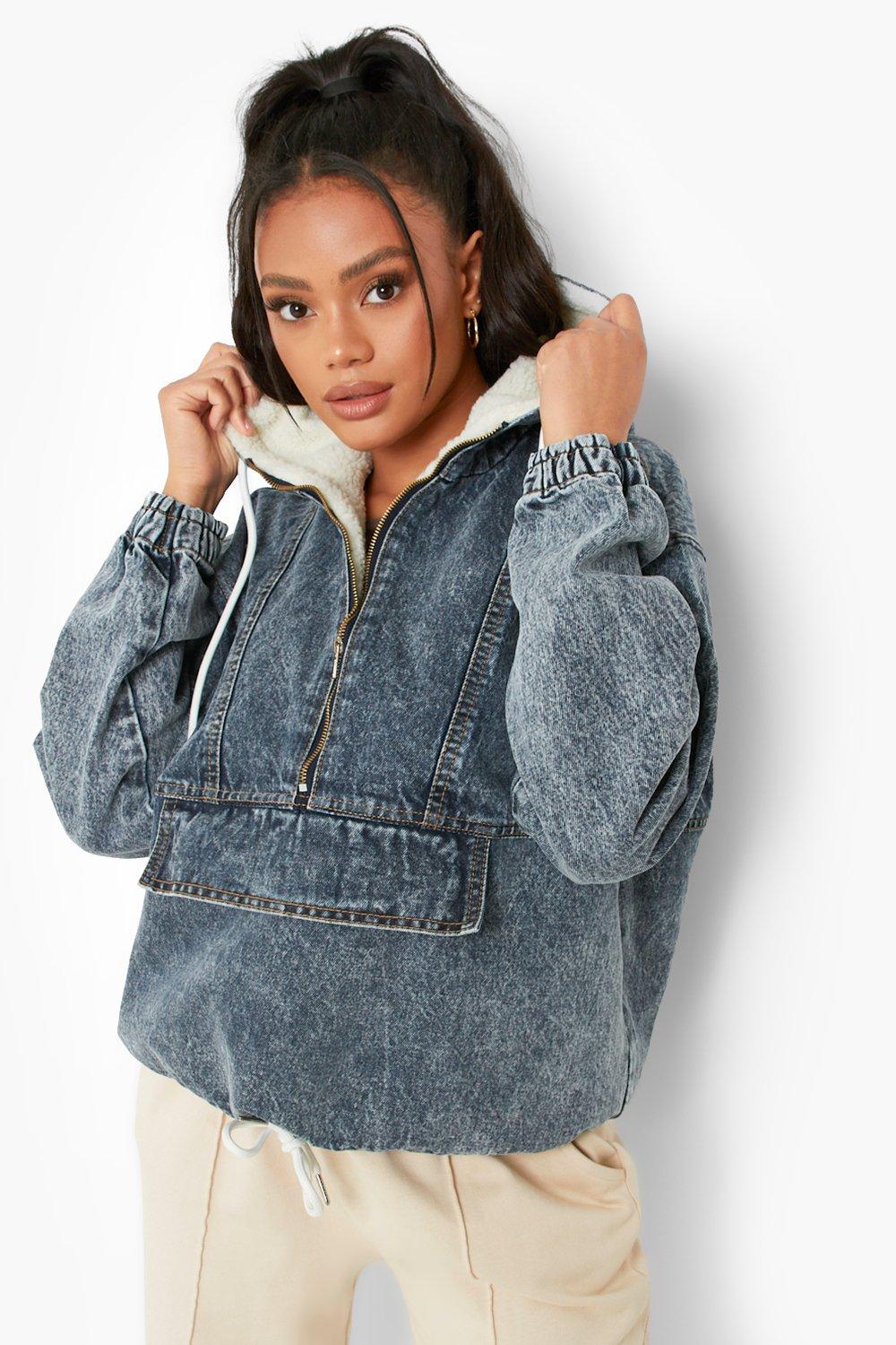 bdg grey borg lined hooded jacket