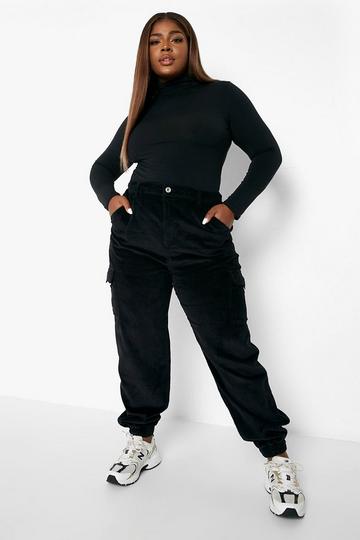 Plus Cord Utility Pocket Jeans black