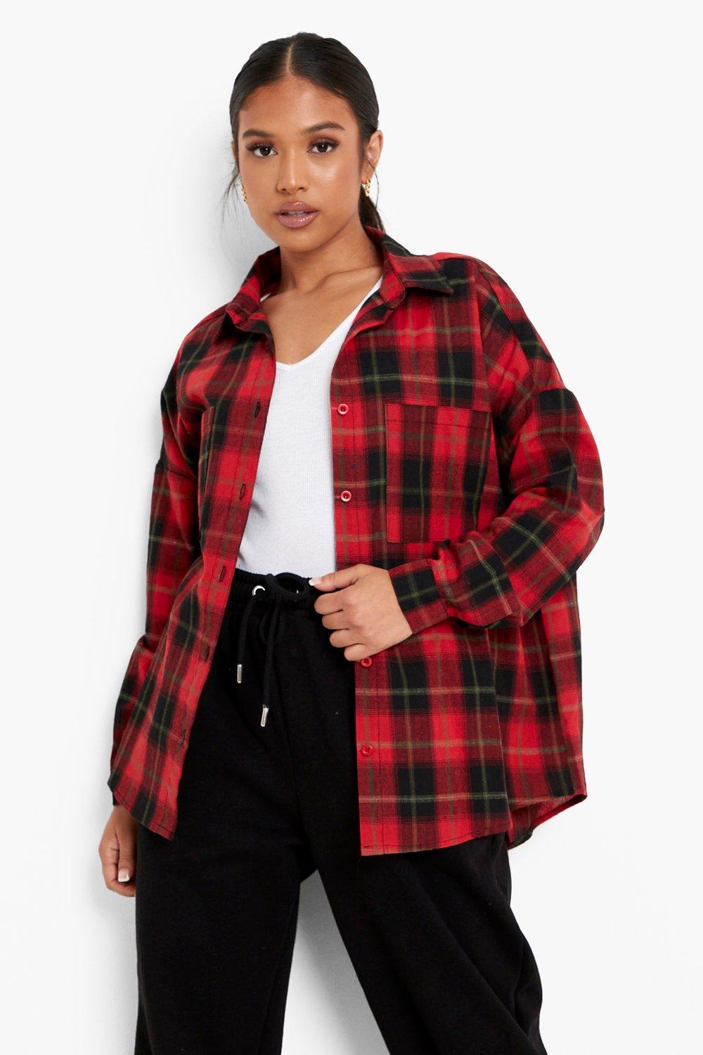 Petite checked shirts | boohoo UK