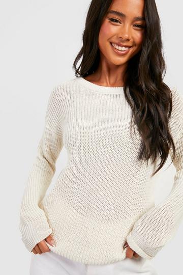 Petite Recycled Ivy Oversized Jumper cream