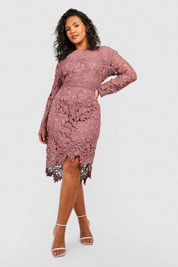 Plus Occasion Embroidered Floral Midi Dress rose