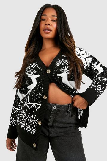 Plus Fairisle Christmas Cardigan black