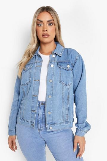 Plus Western Denim Jacket mid wash