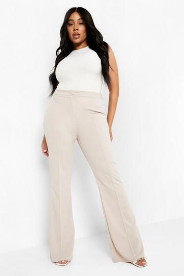 Plus Seam Detail Fit And Flare Pants stone