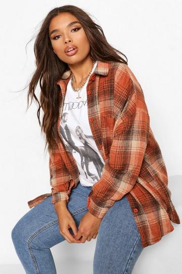 Plus Oversized Boyfriend Flannel Shirt rust