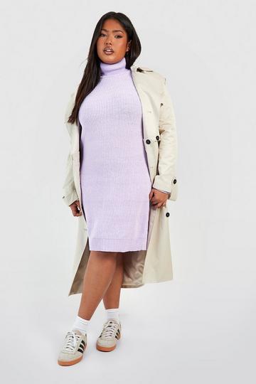 Plus Turtleneck Sweater Dress lilac