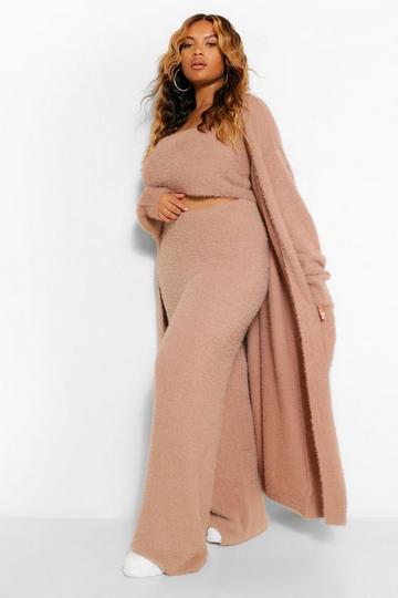Plus Premium Soft Knit Maxi Cardigan mocha