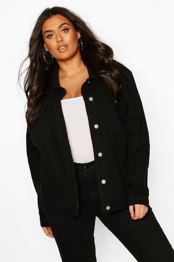 Plus Oversized Denim Jacket black