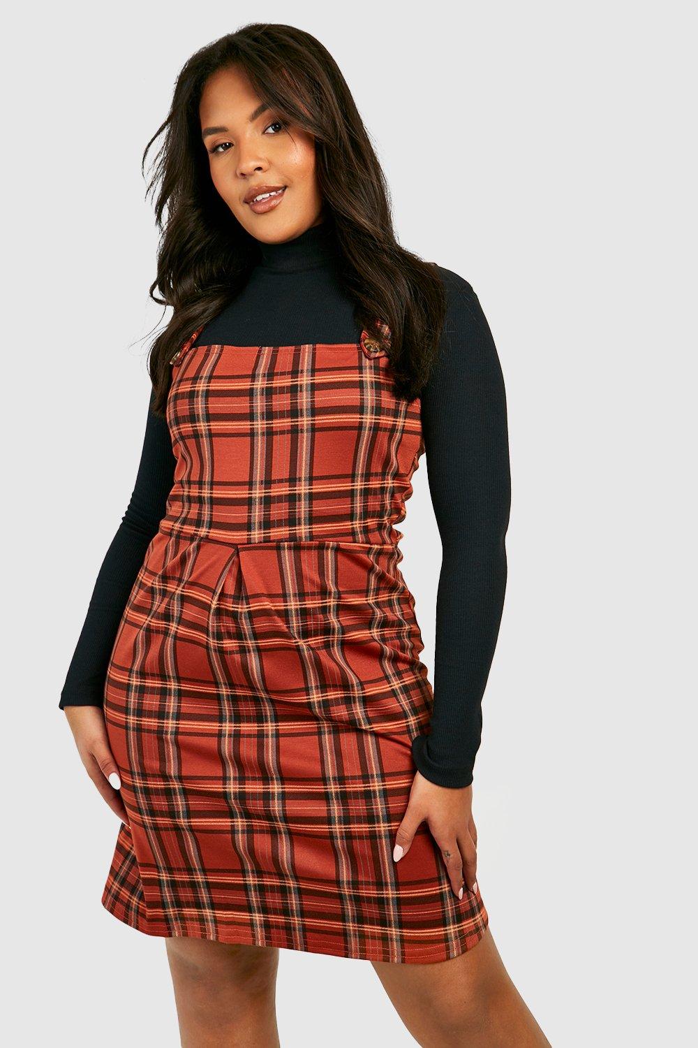 Plaid best sale dress boohoo