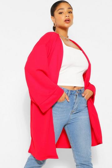 Red Plus Kimono Sleeve Duster Coat