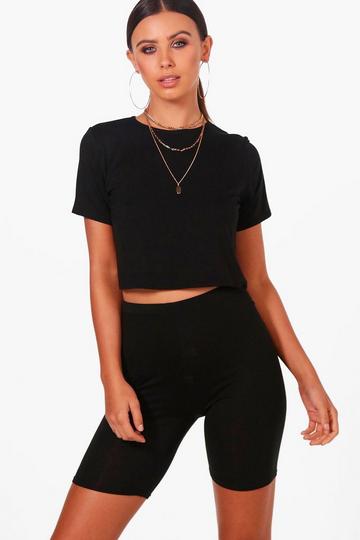 Petite Basic Cropped T-Shirt black