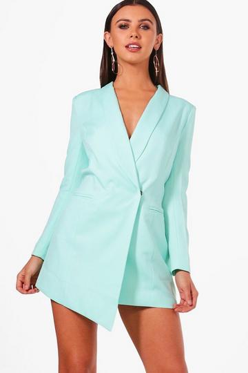 Mint Green Petite Asymmetric Blazer Dress