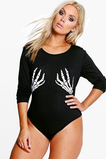 Plus Halloween Skeleton Hand Bodysuit black