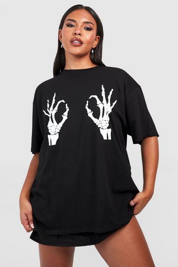 Plus Tia Skeleton Hand Halloween T-Shirt black