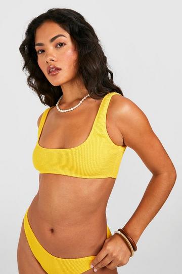 Crinkle Scooped Bikini Crop Top mango