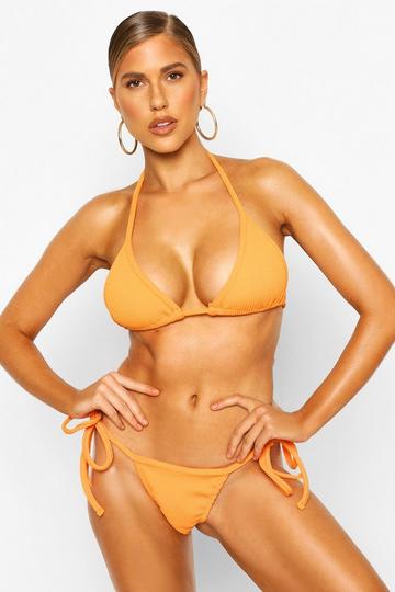 Orange Crinkle Tie Side Bikini Brief