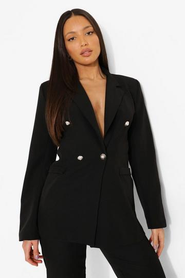 Tall Button Detail Blazer black