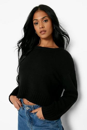 Tall Basic Recycled Crop Jumper black