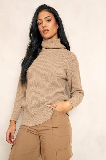 Tall Recycled Roll Neck Jumper camel