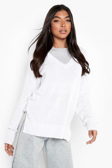 Tall Recycled Dip Hem Jumper ivory