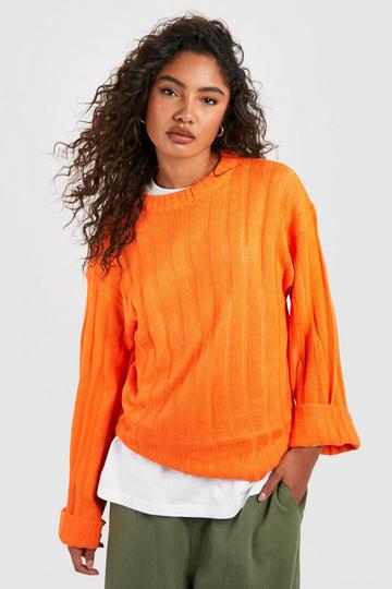 Tall Recycled Wide Rib Turn Up Cuff Sweater orange
