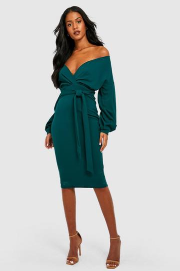 Tall Off The Shoulder Midi Dress forest