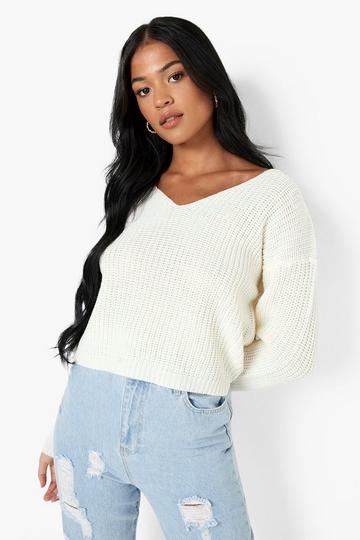 Tall Basic V Neck Sweater ecru