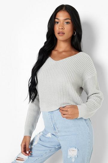 Tall Basic V Neck Jumper grey