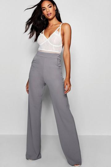 Grey Tall High Waisted Trousers