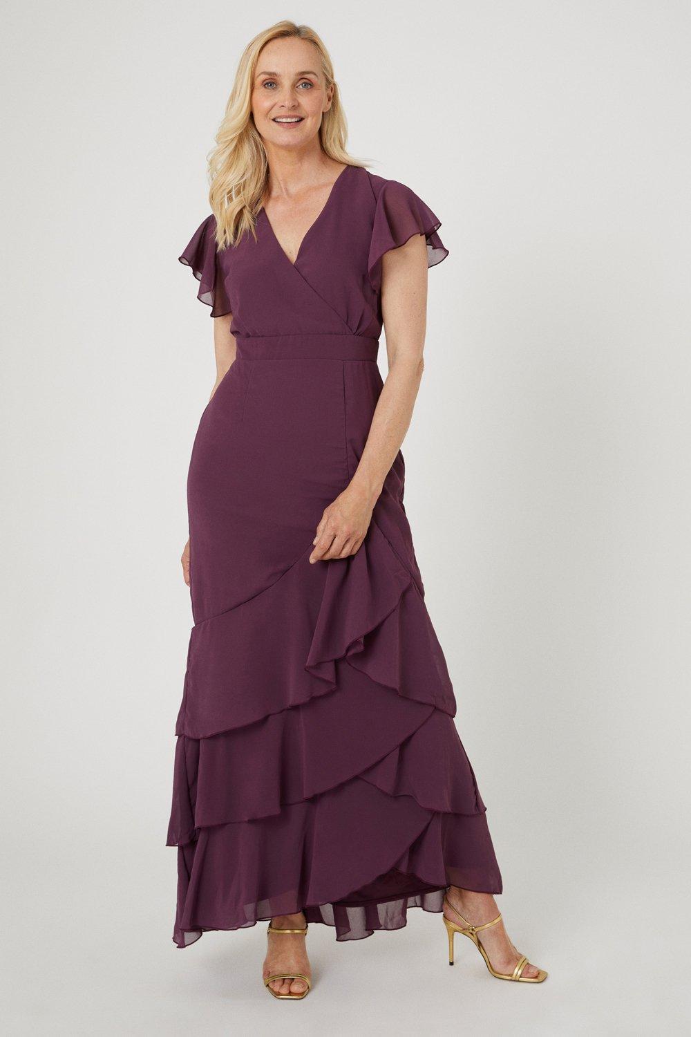 Ruffle tiered outlet gown