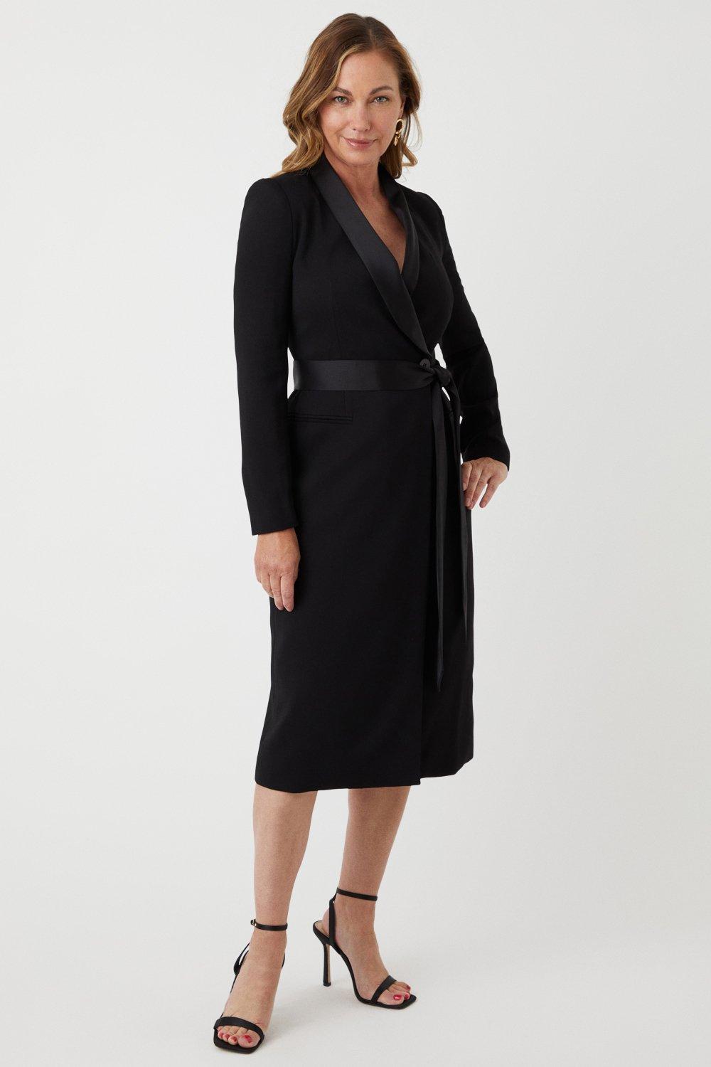 Long sleeve shop tuxedo dress black