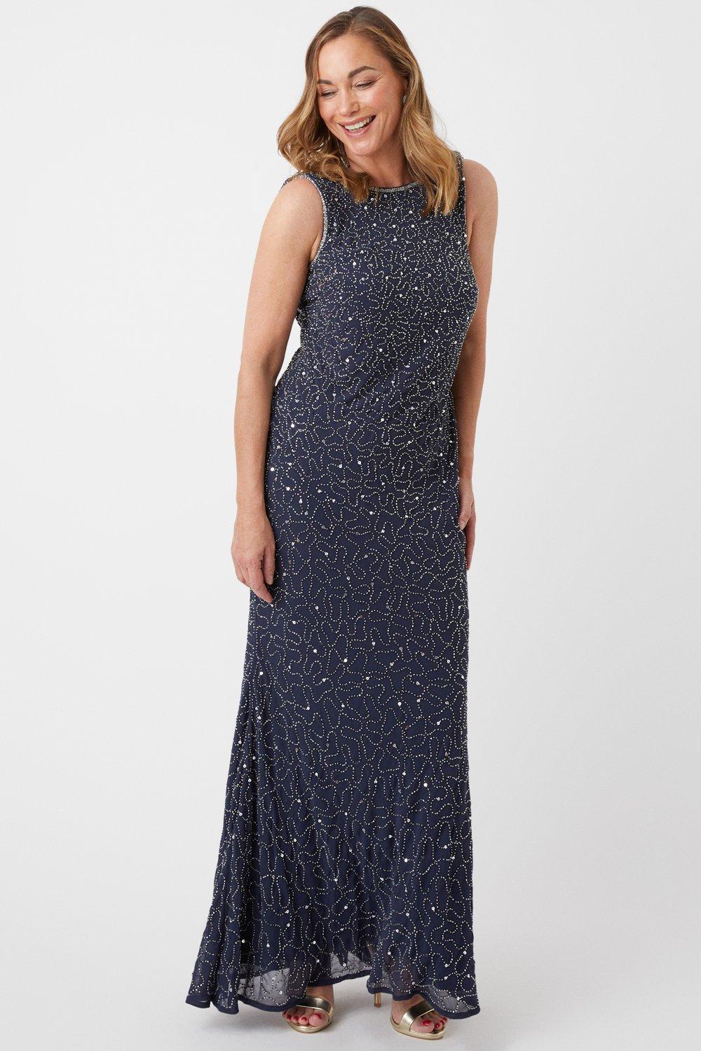 Dresses Cowl Back Fishtail Sequin Maxi Dress Coast