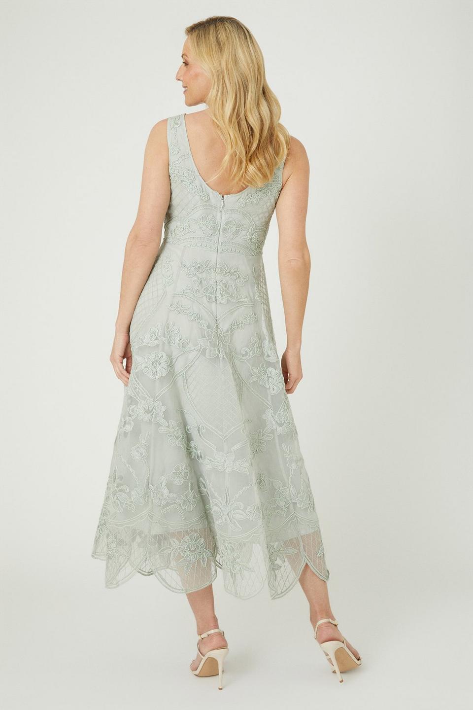 Dresses | Premium Plunge Neck Cutwork Lace Midi Dress | Coast